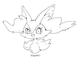 Rule 34 | 1girl, animal ear fluff, animal ears, animal nose, braixen, creatures (company), english text, fang, female focus, fox ears, fox girl, furry, furry female, game freak, gen 6 pokemon, greyscale, happy, looking at viewer, monochrome, neck fur, nintendo, open mouth, pokemon, pokemon (creature), portrait, shira (sirairo116), simple background, sketch, smile, solo, thank you, white background, wide-eyed
