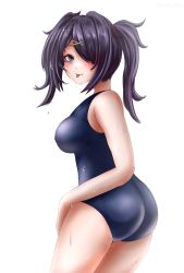 Rule 34 | 1girl, alternate breast size, ame-chan (needy girl overdose), ass, blush, breasts, highres, large breasts, looking at viewer, needy girl overdose, school swimsuit, solo, sweat, swimsuit, thighs, tongue, tongue out, twintails
