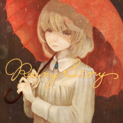 Rule 34 | 1girl, album cover, bad id, bad pixiv id, blouse, character request, cover, english text, highres, holding, holding umbrella, onohana, original, rain, shirt, solo, umbrella, vocaloid