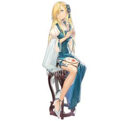 Rule 34 | 1girl, ankle ribbon, blonde hair, blue dress, blue eyes, blue ribbon, braid, chair, china dress, chinese clothes, closed mouth, cup, cz52 (baby blue eyes) (girls&#039; frontline), cz52 (girls&#039; frontline), cz 52, dress, earrings, full body, girls&#039; frontline, gun, hair ornament, handgun, high heels, holding, holding cup, holster, jewelry, leg ribbon, legs together, long hair, looking away, mechanical legs, monocle, official alternate costume, official art, pistol, prosthesis, ribbon, shawl, single mechanical leg, sitting, solo, steam, strappy heels, thigh holster, thigh strap, transparent background, very long hair, weapon, white footwear, wide sleeves, xiao chichi