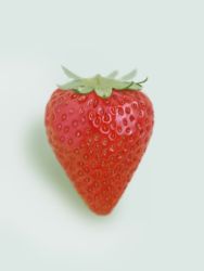 Rule 34 | blurry, commentary request, food, food focus, fruit, kya4, no humans, original, photorealistic, realistic, still life, strawberry, white background