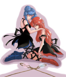 Rule 34 | 1990s (style), 2girls, bishoujo senshi sailor moon, bishoujo senshi sailor moon s, blood, blue hair, braid, colored eyelashes, cyprine (sailor moon), dress, empty eyes, closed eyes, full body, hand on another&#039;s head, highres, long hair, michael49755, multiple girls, pantyhose, pink legwear, ptilol (sailor moon), purple legwear, red eyes, red hair, shoes, side ponytail, tears, wand, witches 5