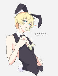 Rule 34 | 1boy, animal ears, billy the kid (fate), blonde hair, blue eyes, bunnyboy, fake animal ears, fate/grand order, fate (series), male focus, money, playboy bunny, rabbit ears, rabbit tail, solo, tail