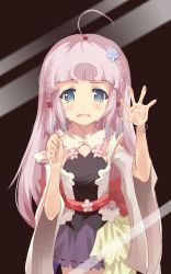 Rule 34 | 1girl, absurdres, bzerox, character request, grey eyes, highres, long hair, looking at viewer, pink hair, red ribbon, ribbon, solo, tears, very long hair