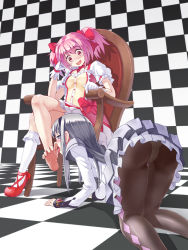 Rule 34 | 10s, 2girls, akemi homura, ass, bad id, bad pixiv id, barefoot, black hair, checkered background, checkered floor, crossed legs, crotch seam, feet, female pervert, femdom, floor, foot worship, head on hand, kaname madoka, licking, licking foot, long hair, mahou shoujo madoka magica, mahou shoujo madoka magica (anime), multiple girls, naughty face, panties, panties under pantyhose, pantyhose, pervert, pink hair, purple eyes, saliva, saliva trail, shaded face, shoes, short twintails, single shoe, sitting, slave, soles, spread toes, thighs, toe scrunch, toes, twintails, underwear, upaupanopapa, wide-eyed, yandere, yuri