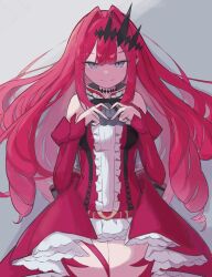 Rule 34 | 1girl, aki (tyvv3524), baobhan sith (fate), baobhan sith (first ascension) (fate), detached sleeves, dress, drill hair, fang, fate/grand order, fate (series), grey eyes, heart, heart hands, highres, long hair, pointy ears, red dress, red hair, red nails, smile