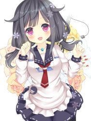 Rule 34 | 10s, apron, flower, harukaruha, highres, jewelry, kantai collection, long hair, necklace, purple eyes, purple hair, smile, solo, taigei (kancolle), uniform