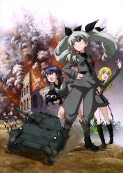 Rule 34 | 10s, 6+girls, absurdres, anchovy (girls und panzer), carpaccio (girls und panzer), emblem, epic, girls und panzer, goggles, goggles on headwear, grey hair, helmet, highres, jodhpurs, military, military vehicle, motor vehicle, multiple girls, official art, pants, pepperoni, pepperoni (girls und panzer), riding crop, short hair, tank, twintails, uniform, weapon