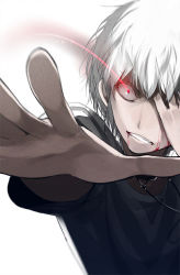 Rule 34 | 00s, 1boy, accelerator (toaru majutsu no index), bad id, bad pixiv id, blood, eye trail, foreshortening, light trail, male focus, outstretched arm, outstretched hand, pov, sasamori tomoe, shirt, solo, striped clothes, striped shirt, toaru majutsu no index, toaru majutsu no index: old testament, white background, white hair