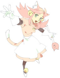 Rule 34 | 1girl, absurdres, animal ears, bell, cat ears, cat tail, highres, jingle bell, long hair, mad mew mew, magical girl, pink hair, pink ribbon, puffy short sleeves, puffy sleeves, ribbon, short sleeves, skirt, smile, solo, standing, tail, undertale