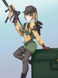Rule 34 | 1girl, absurdres, breasts, dima (girls&#039; frontline), girls&#039; frontline, gun, highres, medium breasts, nyang-kaz, pantyhose, skirt, solo, weapon