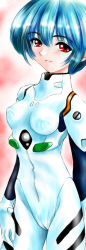 Rule 34 | 1girl, atchy, ayanami rei, blue hair, blush, breasts, cameltoe, covered erect nipples, hair between eyes, interface headset, long image, medium breasts, neon genesis evangelion, plugsuit, red eyes, short hair, solo, tall image