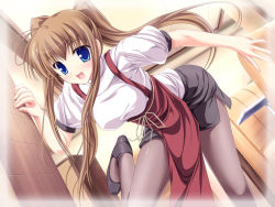 Rule 34 | blue eyes, brown hair, high heels, long hair, pantyhose, shoes, solo, tenmaso, twintails, waitress
