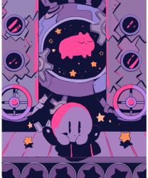 Rule 34 | bad id, bad pixiv id, closed eyes, closed mouth, conveyor belt, factory, gears, indoors, kirby, kirby (series), kirby 64, limited palette, machine, machinery, nintendo, no humans, shadow, sitting, soumenhiyamugi, star (symbol), tube