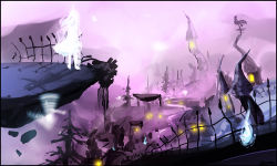 Rule 34 | 1other, building, city, city lights, commentary, english commentary, fence, floating rock, ghost, graveyard, heirozoist, hitodama, in-universe location, purple theme, ragnarok online, rock, shadow, solo, standing, tree, weather vane, zanaffar (marliciously)