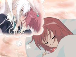 Rule 34 | 00s, 2girls, aoi nagisa, blush, dreaming, hanazono shizuma, multiple girls, sleeping, strawberry panic!