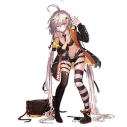 Rule 34 | + +, 1girl, absurdly long hair, ahoge, bag, belt, bikini, bikini under clothes, black bikini, black footwear, black jacket, black necktie, black shorts, black thighhighs, boots, breasts, buckle, c96 (girls&#039; frontline), c96 (mod3) (girls&#039; frontline), closed mouth, clothes writing, cross, detached collar, duffel bag, full body, girls&#039; frontline, gun, hair between eyes, handgun, hands up, headgear, highleg, highleg bikini, holster, icywood, iron cross, jacket, leaning forward, long hair, looking at viewer, low twintails, mauser c96, mod3 (girls&#039; frontline), multiple straps, navel, necktie, official alternate costume, official art, one eye closed, open clothes, open fly, open jacket, pistol, shoes, short shorts, shorts, sidelocks, silver hair, single shoe, skirt, snap-fit buckle, solo, star (symbol), stomach, striped clothes, striped thighhighs, swimsuit, thigh holster, thigh strap, thighhighs, torn clothes, transparent background, twintails, very long hair, weapon