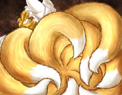 Rule 34 | 1girl, blonde hair, fox tail, hat, multiple tails, mumumu, solo, tail, touhou, yakumo ran, yellow eyes