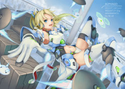 Rule 34 | 1girl, alphago, armor, bigrbear, blonde hair, blue eyes, breastplate, doll joints, flying, height, highres, joints, long hair, mecha musume, personification, solo, very long hair