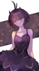 Rule 34 | absurdres, ahoge, antenna hair, black clover, black dress, black hair, dress, highres, nero (black clover), pale skin, red eyes, secre swallowtail, vlalalady, white background