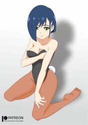 absurdres animal_costume blue_hair breasts darling_in_the_franxx green_eyes highres ichigo_(darling_in_the_franxx) indexryo large_breasts rabbit_costume rabbit_tail short_hair smile