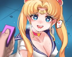 Rule 34 | absurdres, bad id, bad pixiv id, bishoujo senshi sailor moon, breasts, cleavage, derivative work, heart, heart-shaped pupils, highres, meme, parted bangs, sailor moon, sailor moon redraw challenge (meme), sex toy, solo focus, spoken heart, symbol-shaped pupils, tagme, tsukino usagi, vibrator