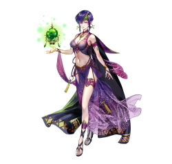 Rule 34 | 1girl, breasts, crystal ball, fire emblem, fire emblem: the blazing blade, fire emblem heroes, looking at viewer, medium breasts, navel, nintendo, official alternate costume, official art, sandals, smile, solo, ursula (fire emblem)