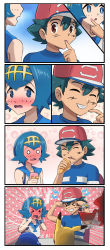 Rule 34 | 1boy, 1girl, 4koma, ash ketchum, blush, comic, creatures (company), embarrassed, food, food on face, fuhikari, game freak, gen 1 pokemon, gen 4 pokemon, highres, ice cream, lana (pokemon), nintendo, pikachu, pokemon, pokemon (anime), pokemon (creature), pokemon sm (anime), rotom, rotom dex, silent comic, textless version