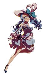 Rule 34 | 1girl, absurdres, artist request, blue eyes, blue footwear, blue hair, bow, breasts, detached sleeves, dress, frilled dress, frills, glasses, hat, high heels, highres, long hair, looking at viewer, magical girl, magicami, medium breasts, official art, okada marianne, open mouth, shoes, sidelocks, twintails
