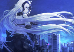 Rule 34 | 1girl, ahoge, armor, armored dress, black dress, blue sky, breasts, building, chain, cityscape, commentary, dress, english commentary, fate/grand order, fate (series), faulds, from behind, fur trim, gauntlets, headpiece, holding, holding sword, holding weapon, jeanne d&#039;arc (fate), jeanne d&#039;arc (ruler) (fate), jeanne d&#039;arc alter (avenger) (fate), jeanne d&#039;arc alter (avenger) (third ascension) (fate), jeanne d&#039;arc alter (fate), large breasts, long hair, looking back, silver hair, sky, skyscraper, smile, sword, uenoryoma, very long hair, weapon, yellow eyes