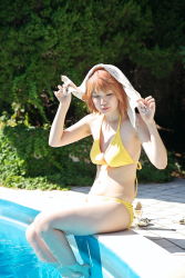 Rule 34 | bikini, cosplay, highres, my-hime, orange hair, photo (medium), swimsuit, model request, tokiha mai
