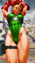 Rule 34 | 1girl, 3d, absurdres, antenna hair, bare shoulders, blonde hair, braid, breasts, cameltoe, cammy white, covered navel, curvy, gloves, green leotard, hat, highleg, highleg leotard, highres, leotard, lips, long hair, looking to the side, medium breasts, red gloves, red hat, ryona, screencap, shiny clothes, smile, solo, street fighter, street fighter v, stretching, thighs, third-party edit, thong leotard, twin braids, very long hair, wide hips