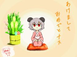 Rule 34 | 1girl, 2020, alternate costume, animal ears, animated, animated gif, bamboo, blue flower, bowing, cat (nicoseiga80332434), closed mouth, commentary request, cookie (touhou), flower, full body, grey hair, hair between eyes, happy new year, japanese clothes, kimono, long sleeves, looking at viewer, looping animation, mouse ears, nazrin, new year, nyon (cookie), pink flower, pink kimono, red eyes, red flower, seiza, short hair, sitting, smile, solo, touhou, translation request