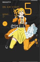 Rule 34 | braid, breasts, chain, detached sleeves, dress, hair between eyes, hand up, highres, kagerou project, kisaragi momo, non-web source, official art, orange hair, side ponytail
