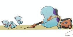 Rule 34 | cleaning, closed eyes, commentary request, creatures (company), evolutionary line, from side, game freak, gen 2 pokemon, gen 4 pokemon, holding, mud, nintendo, no humans, open mouth, pokemon, pokemon (creature), quagsire, rakkonokawa, rotom, rotom (other), running, solid oval eyes, standing, sweat, tongue, vacuum cleaner, white background, wooper