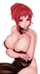 Rule 34 | 1girl, akira (yuibnm71), bare shoulders, breasts, cleavage, erza scarlet, fairy tail, female focus, large breasts, red eyes, red hair, solo