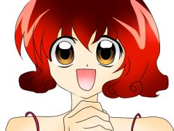 Rule 34 | 1girl, izumi cora, lowres, mermaid melody pichi pichi pitch, red eyes, red hair, red theme, short hair, simple background, solo, white background