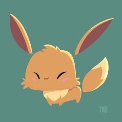 Rule 34 | animal focus, blush, closed eyes, creatures (company), dated, eevee, game freak, gen 1 pokemon, green background, happy, highres, nintendo, no humans, pokemon, pokemon (creature), signature, simple background, smile, solo, taylormaw