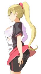 Rule 34 | 1girl, absurdres, ass, bebebe (pepegakii), bike shorts, blonde hair, from side, highres, ponytail, skirt, solo