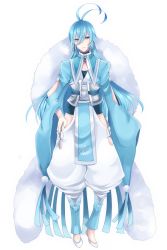 Rule 34 | altaria, androgynous, antenna hair, asame21, bad id, bad pixiv id, blue eyes, blue hair, creatures (company), full body, game freak, gen 3 pokemon, gender request, hand on own hip, highres, long hair, looking at viewer, nintendo, personification, pokemon, standing