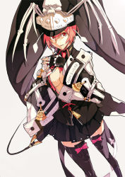 Rule 34 | 1girl, arc system works, bow, breasts, cleavage, fingerless gloves, gloves, guilty gear, guilty gear 2, hat, necktie, red eyes, red hair, rei (pixiv 187780), ribbon, short hair, skull, solo, thighhighs, valentine (guilty gear)