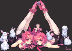 Rule 34 | 1boy, 1girl, ?, animal ears, bad id, bad pixiv id, ballet slippers, bare shoulders, blush, bow, bowtie, breasts, brother and sister, brown eyes, brown hair, bulge, rabbit, chest stand, cleavage, cube, detached collar, fake animal ears, gymnastics, hairband, hat, legs up, long hair, looking at viewer, lying, male playboy bunny, necktie, on stomach, original, own hands clasped, own hands together, pantyhose, playboy bunny, rabbit ears, rabbit tail, riccae, short hair, siblings, smile, tail, top hat, trap, twins, wrist cuffs
