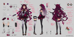Rule 34 | 1girl, blue eyes, bridal gauntlets, character sheet, full body, grey background, heterochromia, high heels, highres, hololive, hololive english, irys (hololive), irys (irys 1.0) (hololive), kneepits, long hair, nail polish, official art, pointy ears, redjuice, shoes, thighhighs, very long hair, virtual youtuber, watermark