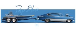 Rule 34 | absurdres, amc, amc marlin, artist name, blue background, boat, car, cole tr2, commentary, engine, english commentary, from side, haow, highres, motor vehicle, muscle car, no humans, original, shadow, vehicle focus, watercraft, wheel