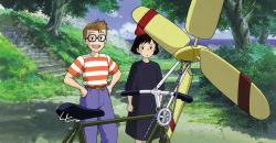 Rule 34 | bicycle, bow, studio ghibli, glasses, highres, kiki (majo no takkyuubin), majo no takkyuubin, official art, red bow, scan, studio ghibli, tombo (majo no takkyuubin)