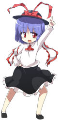 Rule 34 | 1girl, aged down, female focus, full body, hand on own hip, hat, mamo williams, nagae iku, saturday night fever, simple background, skirt, solo, touhou, white background