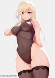Rule 34 | a-o a, absurdres, blonde hair, breasts, cameltoe, commentary, cosplay, earrings, highres, jewelry, kitagawa marin, large breasts, long hair, medium breasts, pantyhose, piercing, red eyes, solo, sono bisque doll wa koi wo suru, swept bangs, thig, thighhighs, thighs, tight clothes, virtual youtuber