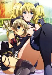 Rule 34 | 10s, 2girls, absurdres, age difference, ass, black panties, blonde hair, blue eyes, boots, brown hair, drill hair, elbow gloves, elina (queen&#039;s blade), elina (queen's blade), garter straps, gloves, green eyes, twirling hair, highres, iron strategist ymir, kneehighs, megami magazine, multiple girls, noguchi takayuki, non-web source, official art, onee-loli, panties, queen&#039;s blade, queen&#039;s blade rebellion, ruler of fangs elina, scan, socks, twintails, underwear, ymir (queen&#039;s blade), ymir (queen's blade), yuri