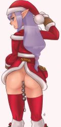 Rule 34 | 00s, 1girl, anal, anal beads, ass, censored, christmas, final fantasy, final fantasy xi, long hair, pointy ears, prishe, purple eyes, purple hair, sex toy, tagme, thighhighs