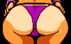 Rule 34 | 1girl, animated, animated gif, anus, ass, ass shake, cleft of venus, detached sleeves, from behind, huge ass, jiggle, libra heart, panties, panty pull, pixel art, presenting, pussy, solo, thighs, tower and sword of succubus, underwear, undressing